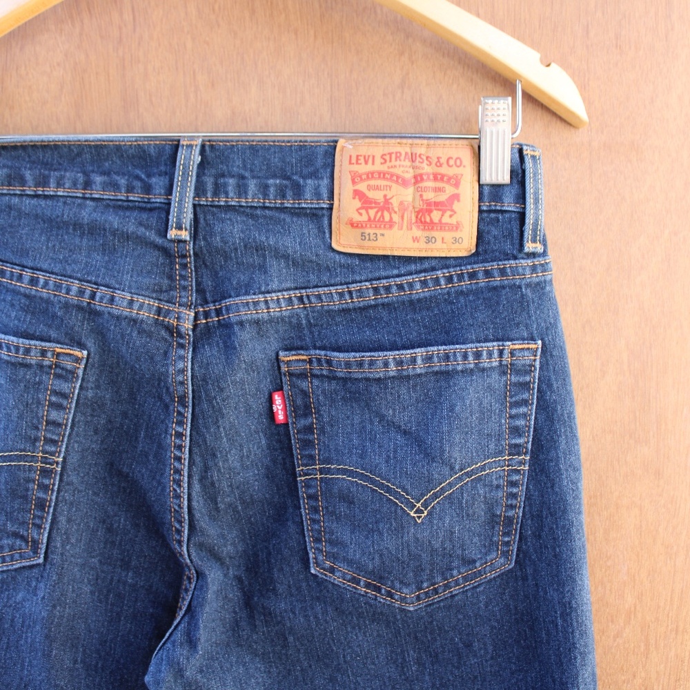 Levi’s 513 Men’s Slim Straight Jeans – Dark Blue Denim – Size 30x30